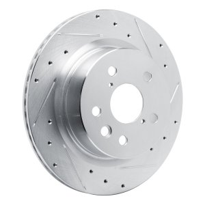 Lexus IS350 Brake Rotor (1) - Rear Right - R1 Concepts - Drilled & Slotted - Silver - `21-`25